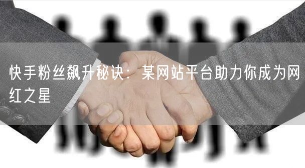 快手粉丝飙升秘诀:某网站平台助力你成为网红之星